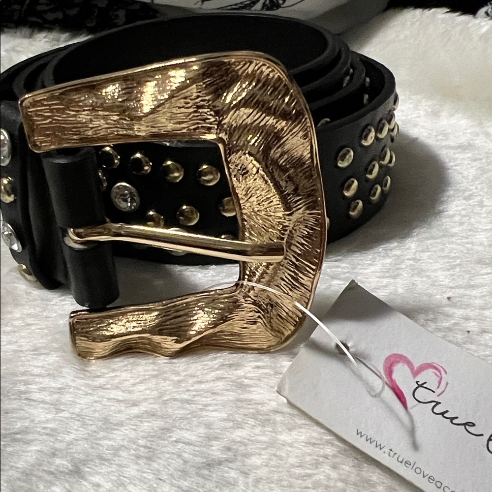 Fashion Hot Girls Gold Gemstones Buckle Waist Belt Ladies Coat Dress size XL